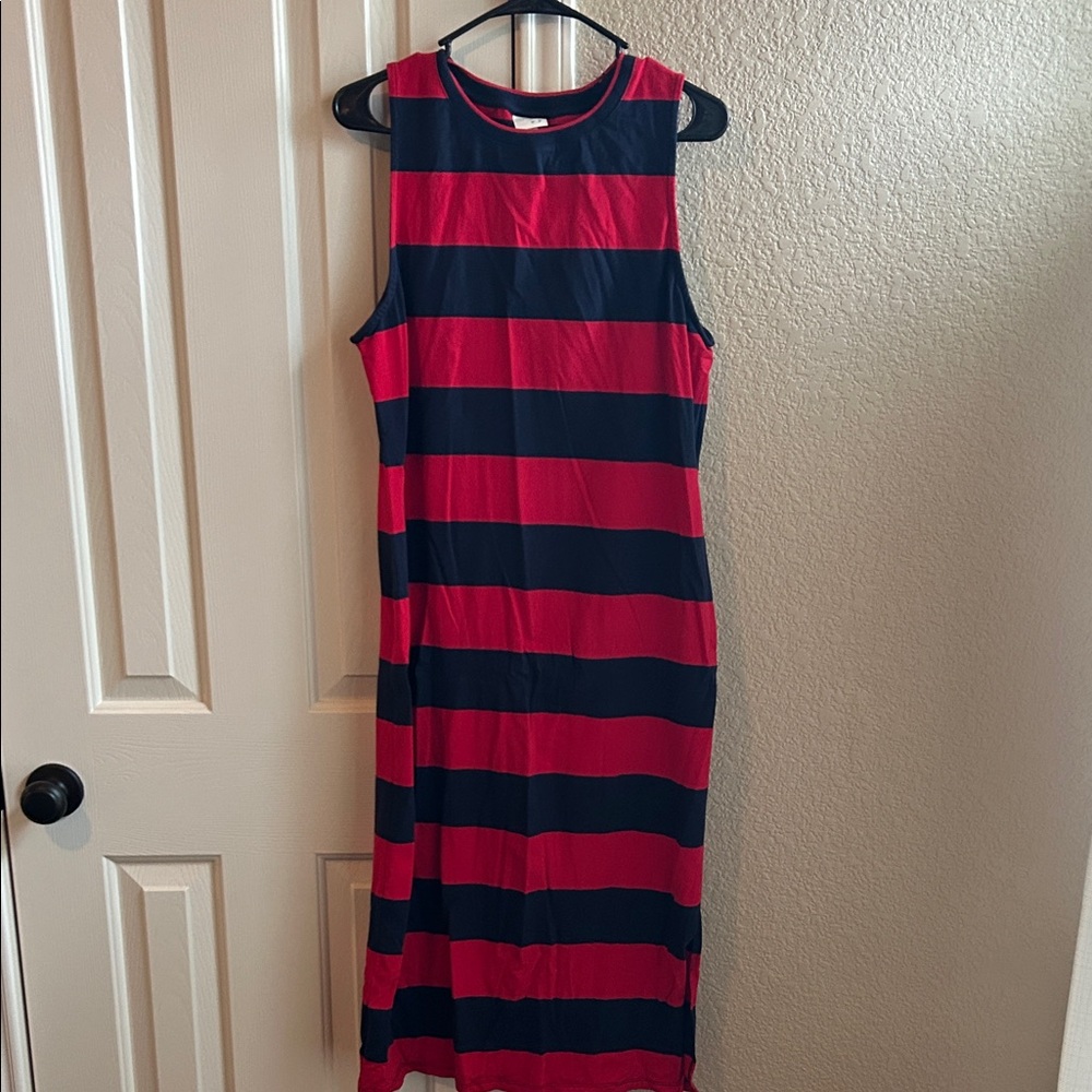 A New Day Striped Red and Blue Sleeveless Dress